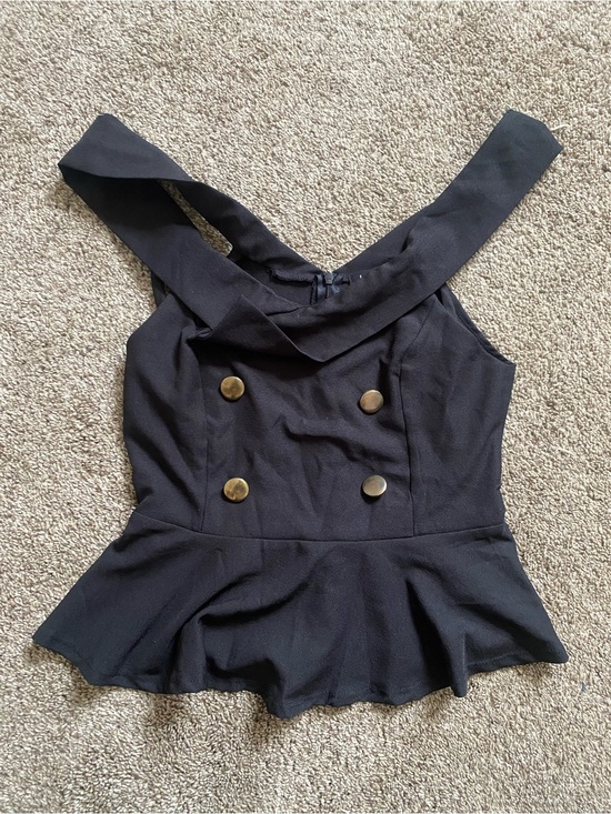 love J Tops - love J Black Double-Breasted Peplum Camisole